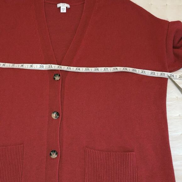J.Jill Button Front Cardigan Sweater Women's Petite M | Rust Orange Relaxed Fit - Picture 8 of 10